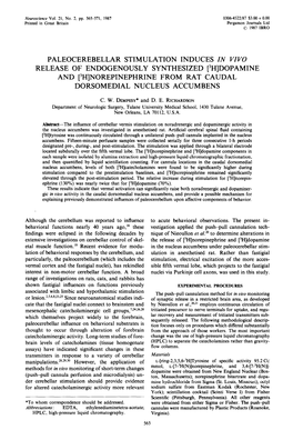 Dopamine and [3H]Norepinephrine from Rat Caudal Dorsomedial Nucleus Accumbens