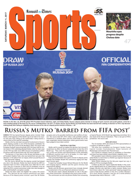 Russia's Mutko 'Barred from FIFA Post'