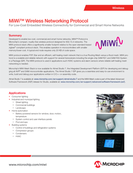 Miwi™ Wireless Networking Protocol for Low-Cost Embedded Wireless Connectivity for Commercial and Smart Home Networks