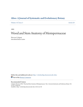 Wood and Stem Anatomy of Menispermaceae Sherwin Carlquist Santa Barba Botanic Garden