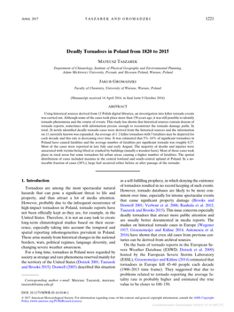 Deadly Tornadoes in Poland from 1820 to 2015