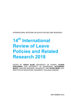 14 International Review of Leave Policies and Related Research 2018