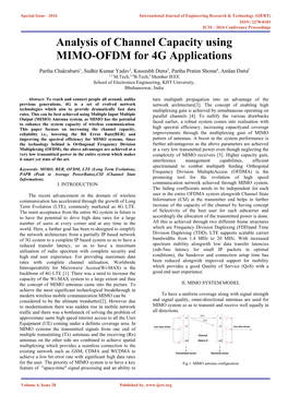 Analysis of Channel Capacity Using MIMO-OFDM for 4G Applications