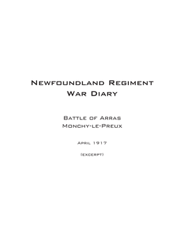 Newfoundland Regiment War Diary