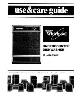 Whirlpool Dishwasher Repair Manual DU7500XL0 DU7503XL0