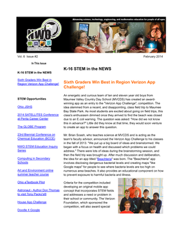 NWO STEM Newsletter February 2014