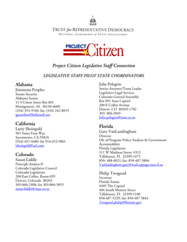 Project Citizen Legislative Staff Connection Alabama California