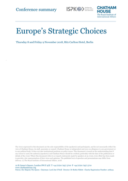 Europe's Strategic Choices