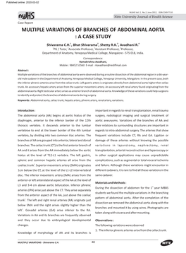 Multiple Variations of Branches of Abdominal Aorta