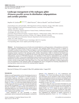 Landscape Management of the Mahogany Glider (Petaurus Gracilis) Across Its Distribution: Subpopulations and Corridor Priorities