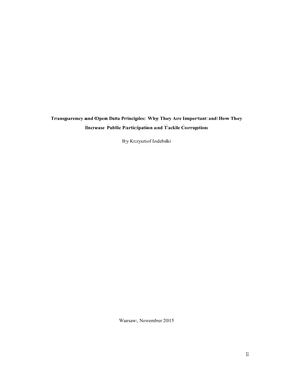 Transparency and Open Data Principles: Why They Are Important and How They Increase Public Participation and Tackle Corruption