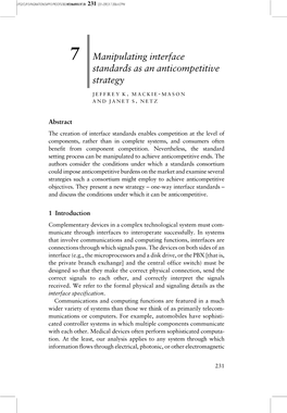 7 Manipulating Interface Standards As an Anticompetitive Strategy