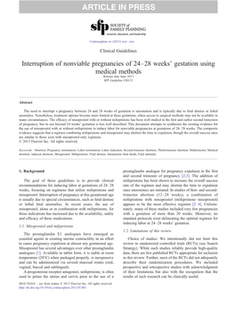 Interruption of Nonviable Pregnancies of 24–28 Weeks' Gestation Using Medical Methods Release Date June 2013 SFP Guideline #20133