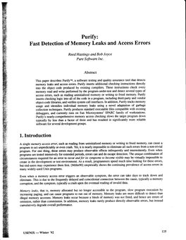 Purify: Fast Detection of Memory Leaks and Access Errors