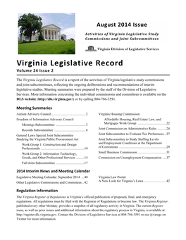 Virginia Legislative Record Volume 24 Issue 2