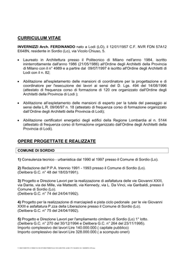 Curriculum Vitae Opere Progettate E Realizzate