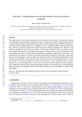 A Residual Neural Network Logit Model for Data-Driven Choice Modelling