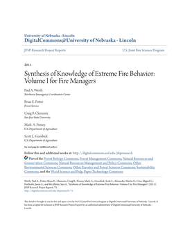 Synthesis of Knowledge of Extreme Fire Behavior: Volume I for Fire Managers Paul A