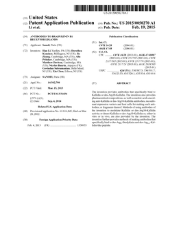 (12) Patent Application Publication (10) Pub. No.: US 2015/0050270 A1 Li Et Al