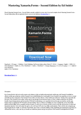 Mastering Xamarin.Forms - Second Edition by Ed Snider