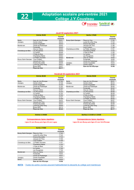 Adaptation Scolaire Pré-Rentrée 2021 Collège J.Y.Cousteau