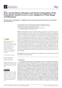 How Are the Flower Structure and Nectar Composition of the Generalistic Orchid Neottia Ovata Adapted to a Wide Range of Pollinators?