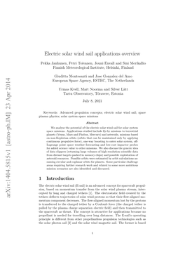 Electric Solar Wind Sail Applications Overview