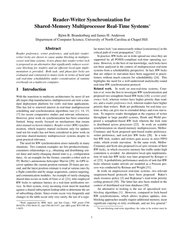 Reader-Writer Synchronization for Shared-Memory Multiprocessor Real-Time Systems∗