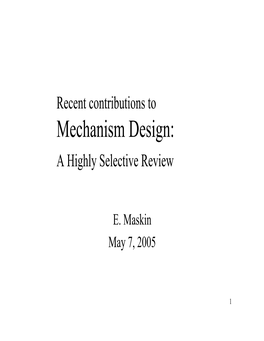 Mechanism Design: a Highly Selective Review
