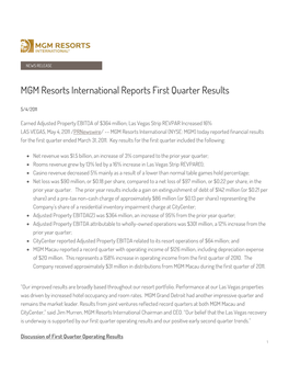 MGM Resorts International Reports First Quarter Results