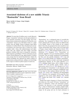 Associated Skeletons of a New Middle Triassic “Rauisuchia” from Brazil