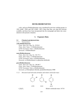 DICHLOROBENZENES 1. Exposure Data