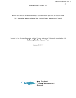 Review and Analysis of Atlantic Herring (Clupea Harengus) Spawning on Georges Bank 2019 Discussion Document for the New England Fishery Management Council