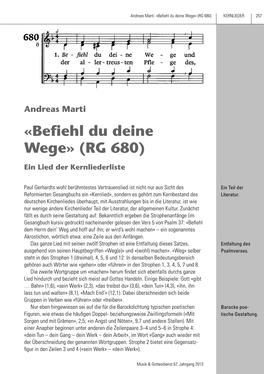 Befiehl Du Deine Wege» (RG 680) Kernlieder 257