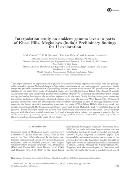 Interpolation Study on Ambient Gamma Levels in Parts of Khasi Hills, Meghalaya (India): Preliminary ﬁndings for U Exploration