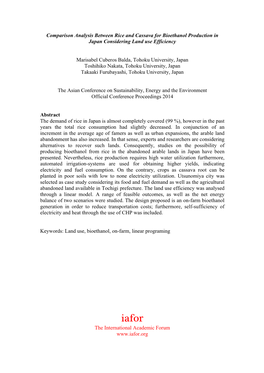 Comparison Analysis Between Rice and Cassava for Bioethanol Production in Japan Considering Land Use Efficiency