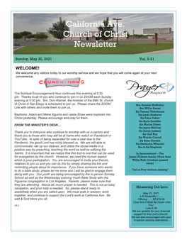 California Ave. Church of Christ Newsletter