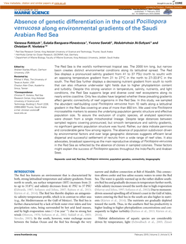 Absence of Genetic Differentiation in the Coral Pocillopora Verrucosa Along Environmental Gradients of the Saudi Arabian Red Sea