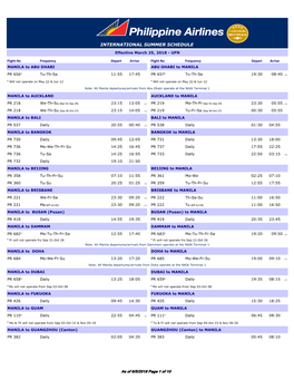 International Summer Schedule