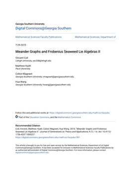 Meander Graphs and Frobenius Seaweed Lie Algebras II