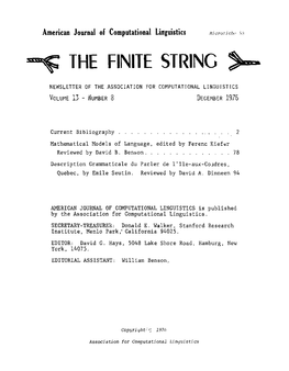 American Journal of Computational Linguistics /-Lic~O~Jch(~:I,? the FINITE STRING