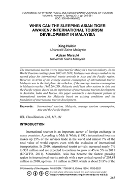 International Tourism Development in Malaysia