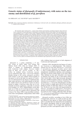 Combretaceae), with Notes on the Tax- Onomy and Distribution of Q