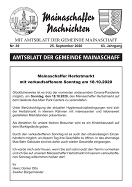 Mainaschaffer Nachrichten Mit Amtsblatt Der Gemeinde Mainaschaff Nr