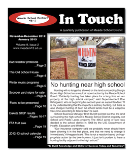In Touch a Quarterly Publication of Meade School District