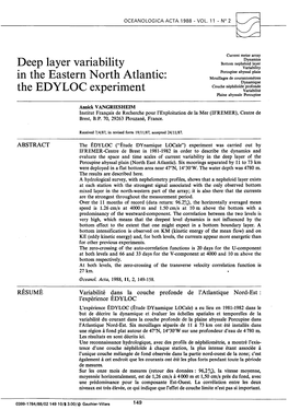 Deep Layer Variability in the Eastern North Atlantic the EDYLOC