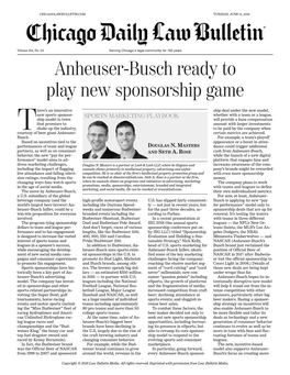 Anheuser-Busch Ready to Play New Sponsorship Game