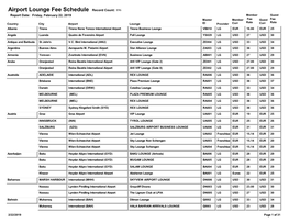 Airport Lounge Fee Schedule Record Count