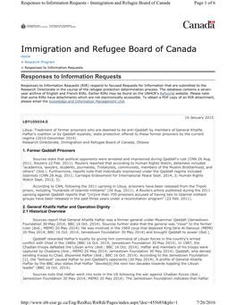 Immigration and Refugee Board of Canada Page 1 of 6