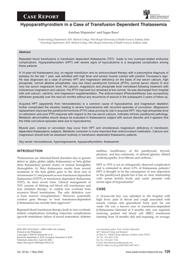 Case Report Endocrine Societies Hypoparathyroidism in a Case of Transfusion Dependent Thalassemia